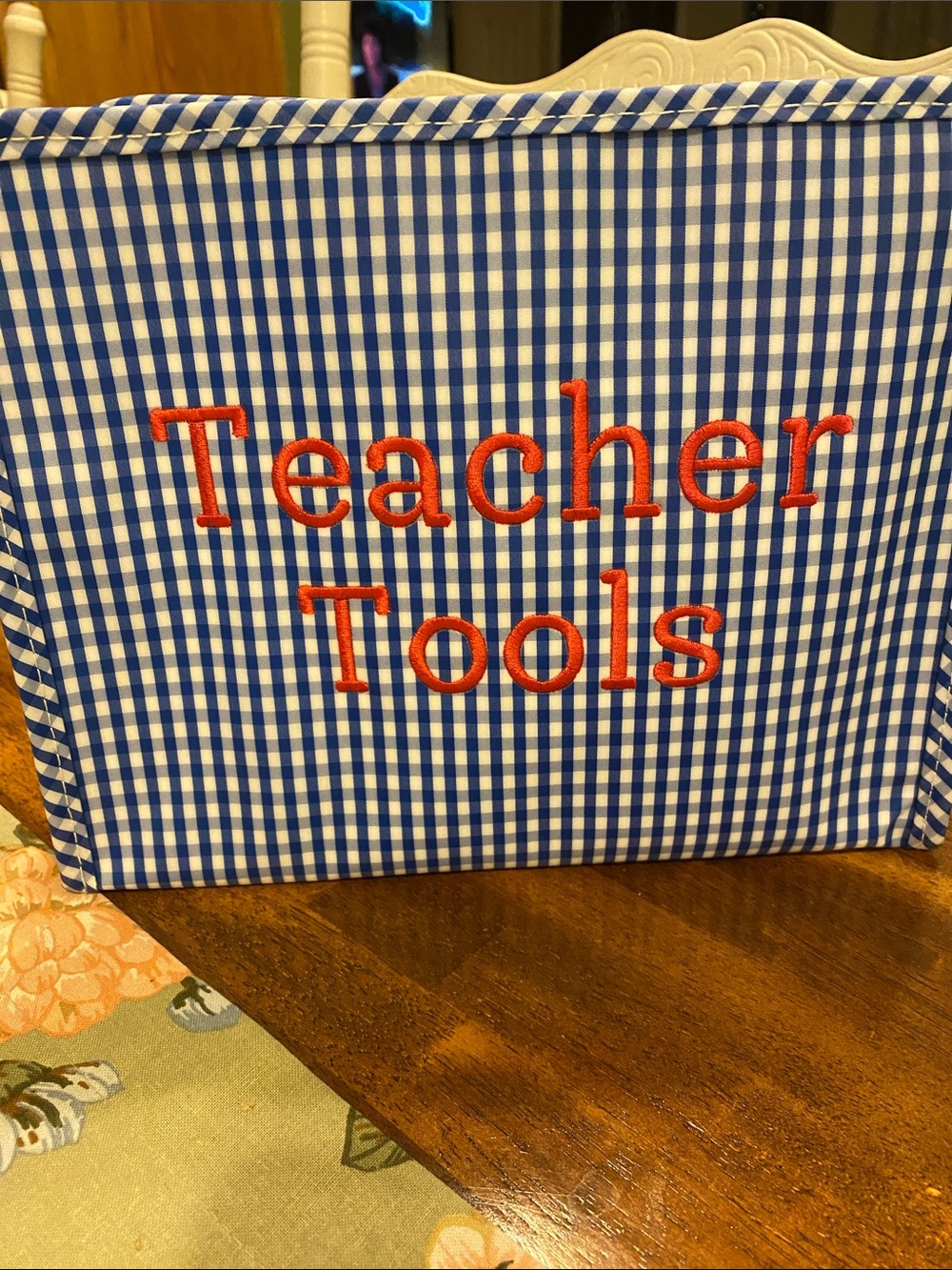 TRVL Design Signature Large Blue Gingham- Teacher Tools Pouch